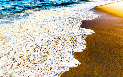 High angle view of beach by sea