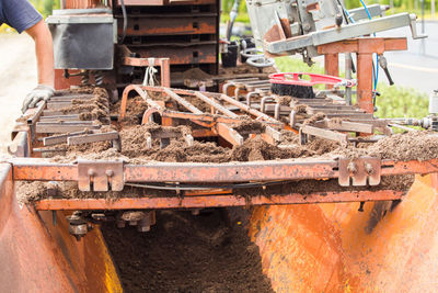 Close-up of machine at construction site