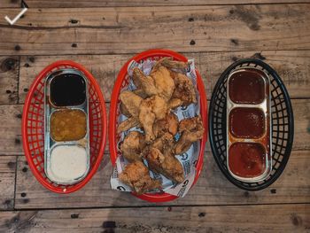 High angle view of cookies on table