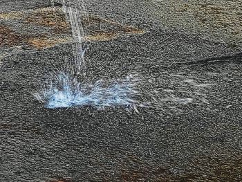 High angle view of wet street