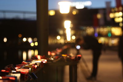 View of illuminated city at night