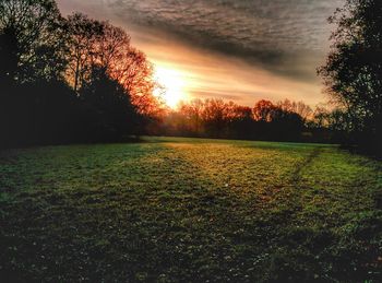 Scenic view of landscape at sunset