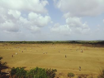 People on field against sky