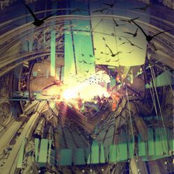 Close-up of illuminated street light