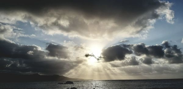 Scenic view of sea against dramatic sky