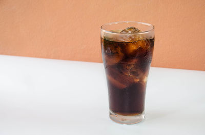 Close-up of ice cream in glass on table