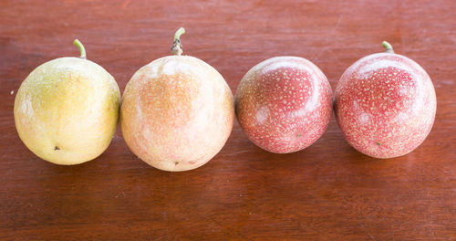 High angle view of fruits on table