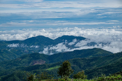 Scenic view of mountains against sky