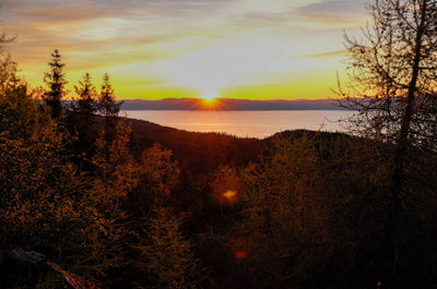 Scenic view of landscape against sky during sunset