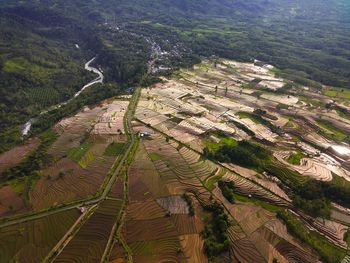 Aerial view of asia in indonesia's most popular region with beautiful curves