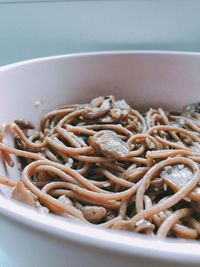 Close-up of noodles in bowl