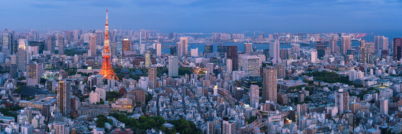 Aerial view of cityscape against sky