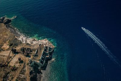 High angle view of sea at beach