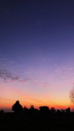 Silhouette trees against sky during sunset