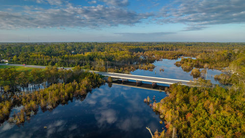 Scenic view of lake against sky