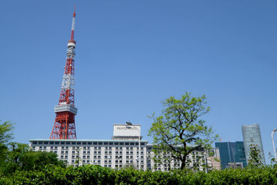 Low angle view of tower against clear sky