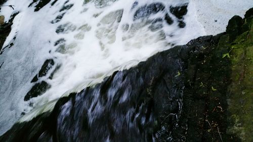 High angle view of waterfall