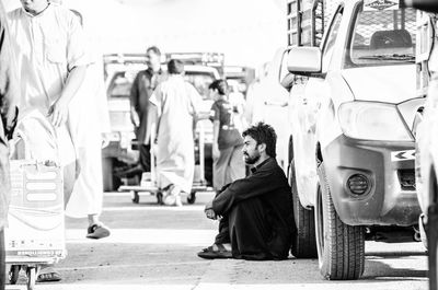 People on street in city