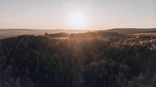 Panoramic view of landscape against sky during sunset