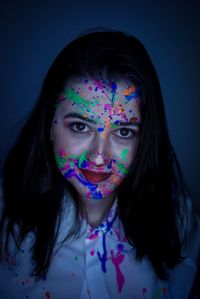 Portrait of beautiful woman with multi colored hair