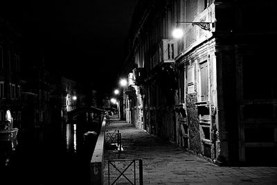 Illuminated street lights at night