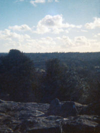 Scenic view of landscape against sky during winter