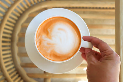 Cropped image of hand holding coffee cup