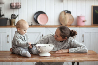 High angle view of woman preparing food at home