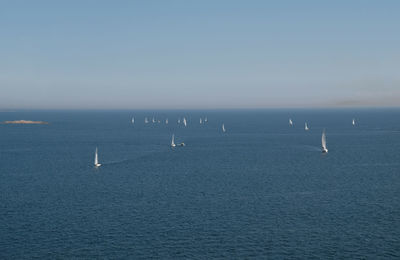 Scenic view of sea against clear sky