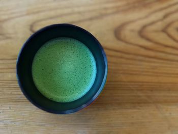 High angle view of drink on table