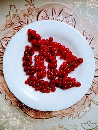 High angle view of food in plate on table