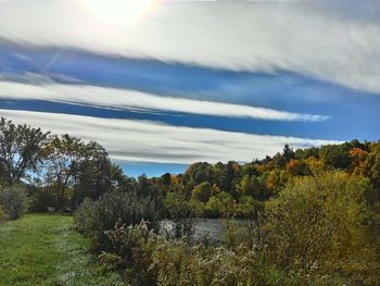 Scenic view of landscape against cloudy sky
