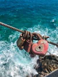 Close-up of padlocks on chain