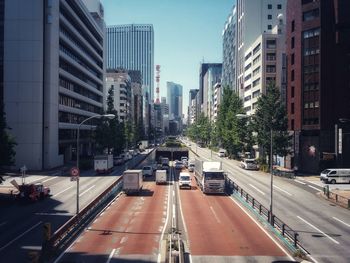 Traffic on road in city