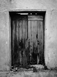 Closed door of old building