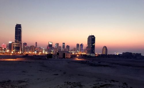 View of city at sunset