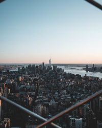 Cityscape against clear sky