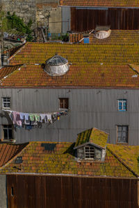 High angle view of shopping cart by building in city