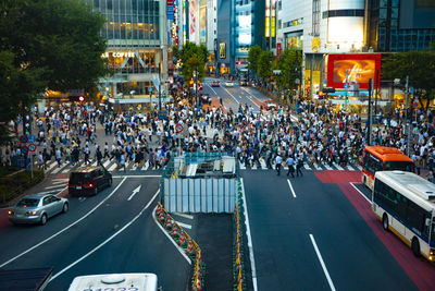 High angle view of traffic on city street