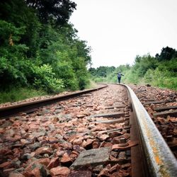 Railroad tracks on railroad track