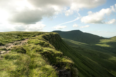 Scenic view of green landscape against sky