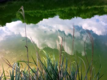 Scenic view of lake against sky