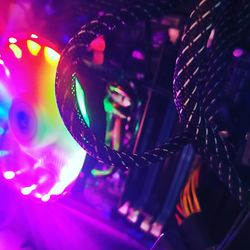 Close-up of illuminated lighting equipment
