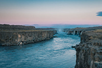 Scenic view of sea against sky during sunset