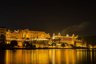 City lit up at night
