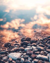 Close-up of stones on beach