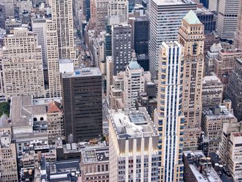 High angle view of modern buildings in new york city 