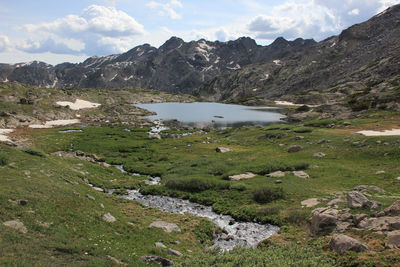 Scenic view of lake and mountains