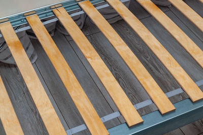 High angle view of wooden floor