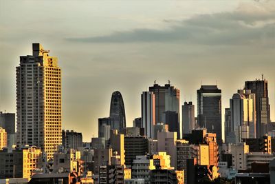 View of city at sunset